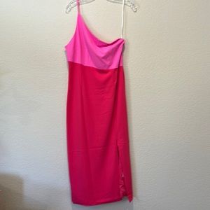 One shoulder color block dress